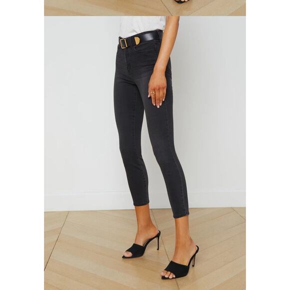L’Agence Margot Skinny Jeans Dark Graphite Black Grey Stretch $270 Size 30 x26L - Picture 3 of 16